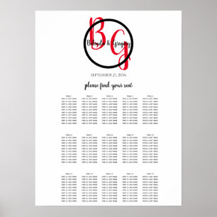 Poster Gráfico de Seções de Casamento de Iniciais Pers