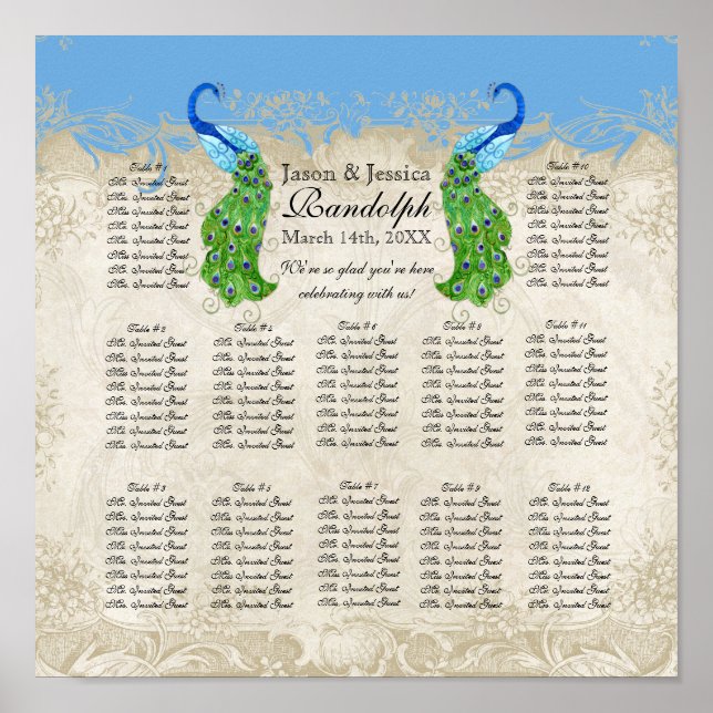 Pôster Gráfico de Seções de Recepção de Peacock do Estilo (Frente)