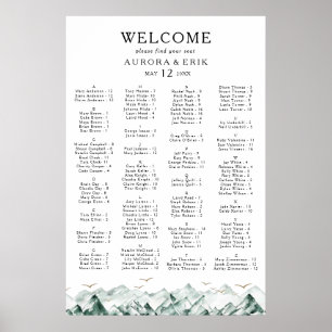 Poster Gráfico de Sentados Alfabéticos de Montanha Verd