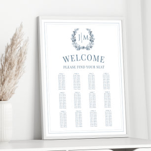 Poster Gráfico de Sentados de Casamento Azul com Derrame 