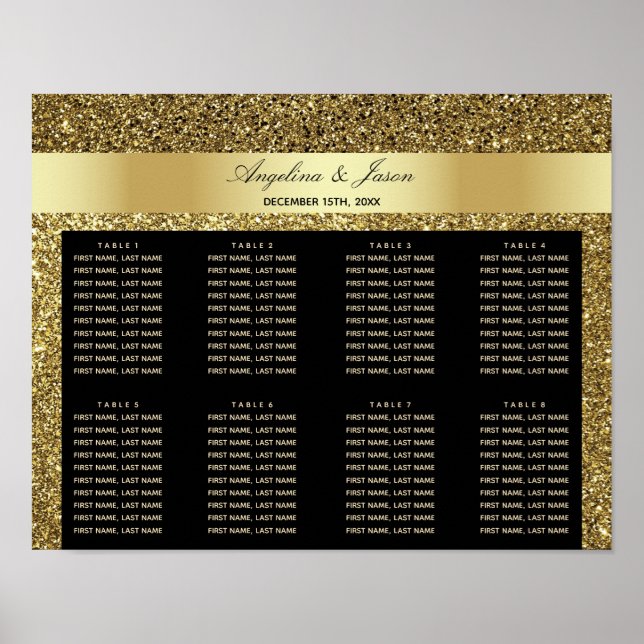 Poster Gráfico de Sentados de Casamento com Glam Black e  (Frente)