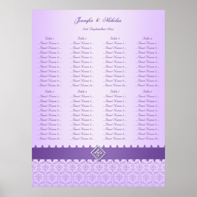 Poster Gráfico de Sentados de Casamento da Faixa de Damas (Frente)