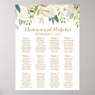 Poster Gráfico de Sentados de Casamento de Flor Dourada e