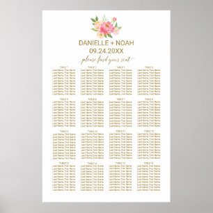 Pôster Gráfico de Sentados de Casamento de Flores de Pê