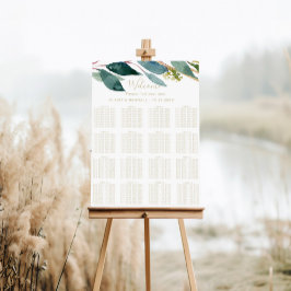 Poster Gráfico de Sentados de Casamento de Folhagem Chic 