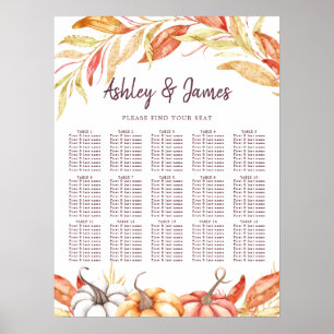 Poster Gráfico de Sentados de Casamento de Folhagem de Ou