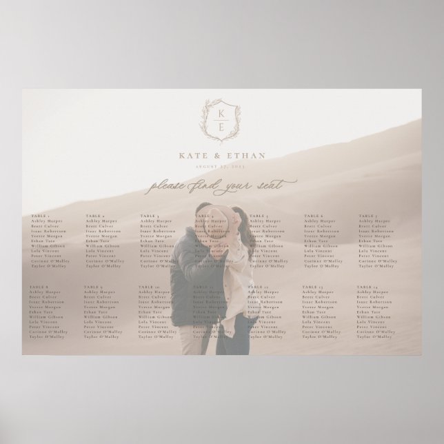 Poster Gráfico de Sentados de Casamento de Foto do Crest  (Frente)