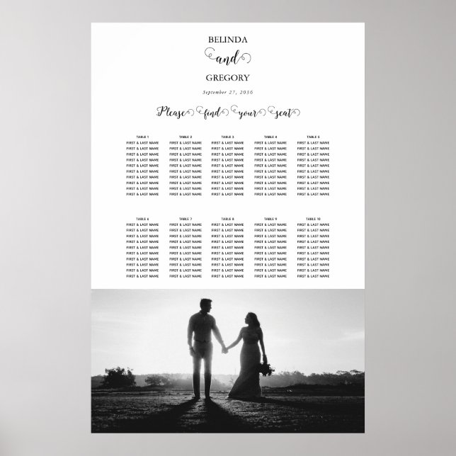 Poster Gráfico de Sentados de Casamento de Fotos de Scrip (Frente)