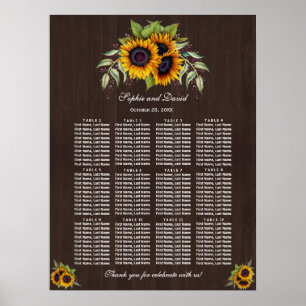 Poster Gráfico de Sentados de Casamento de Girassóis