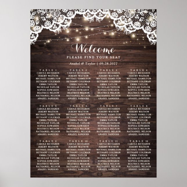 Poster Gráfico de Sentados de Casamento de Luzes de Madei (Frente)