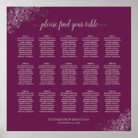 Gráfico de Sentados de Casamento de Mesa Magenta 1