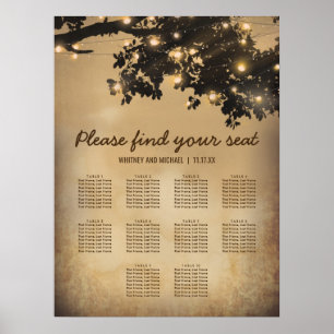 Poster Gráfico de Sentados de Casamento de Mesas da Árv