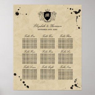 Poster Gráfico de Sentados de Casamento de Monograma e Ti