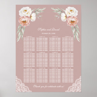 Poster Gráfico de Sentados de Casamento de Rosa com Derra