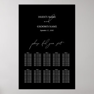 Poster Gráfico de Sentados de Casamento de Script Branco 