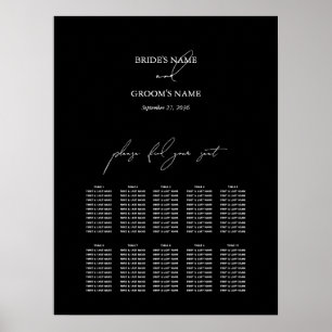 Poster Gráfico de Sentados de Casamento de Script Branco