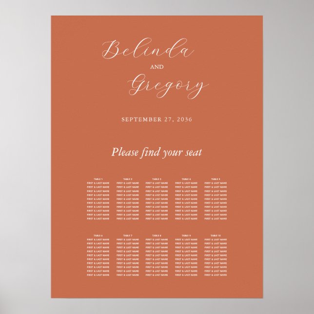 Poster Gráfico de Sentados de Casamento de Script Elegant (Frente)