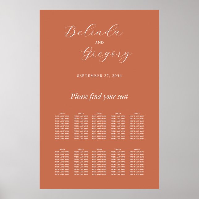 Poster Gráfico de Sentados de Casamento de Script Elegant (Frente)