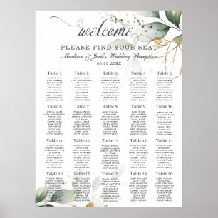 Poster Gráfico de Sentados de Casamento Verde Russo Doura
