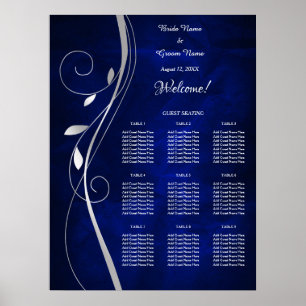 Poster Gráfico de Sentados de Casamentos Azuis de Silver