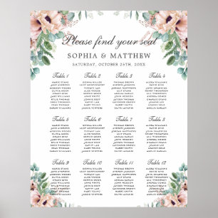Poster Gráfico de Sentados Florais De Casamento De Casame