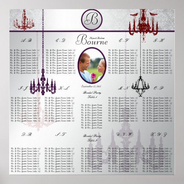 Pôster Gráfico de Sentagem de Foto de Casamento Chandelie (Frente)