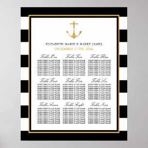 Poster Gráfico de Sentos de Casamento de Âncoras Douradas