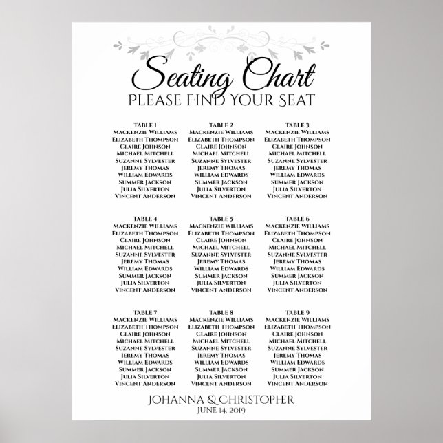 Poster Gráfico de Sentos de Casamento de Casamento de Mes (Frente)