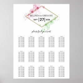 Poster Gráfico de Sentos de Casamento de Flores de Aquare