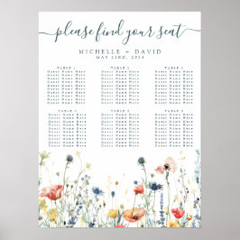 Poster Gráfico de Sentos de Casamento de Flores Selvagens