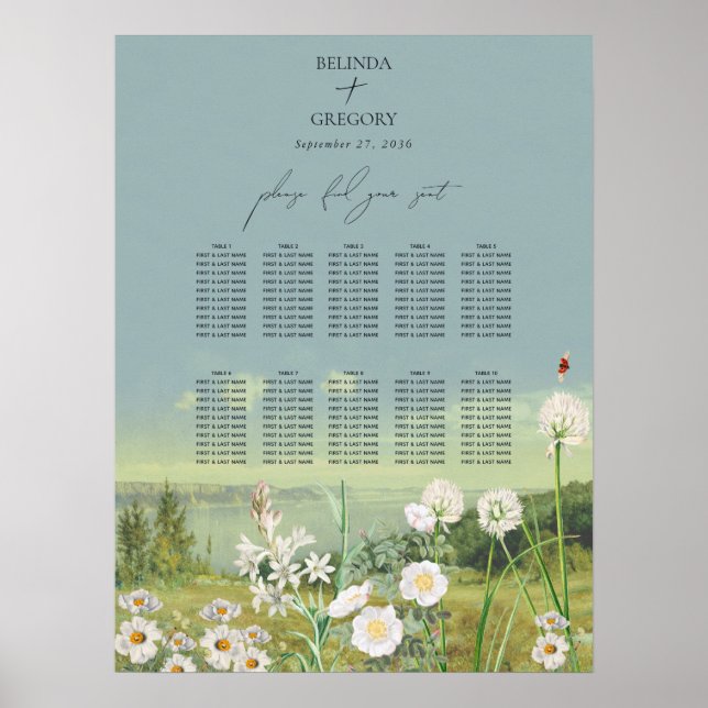 Poster Gráfico de Sentos de Casamento de Flores Selvagens (Frente)