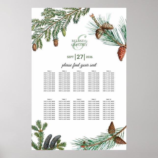 Poster Gráfico de Sentos de Casamento Rustic Pine Greener (Frente)