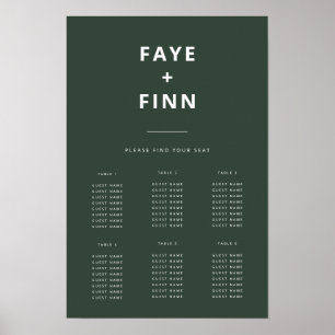 Poster Gráfico de Sentos de Casamento Scandi Mínimo Verde