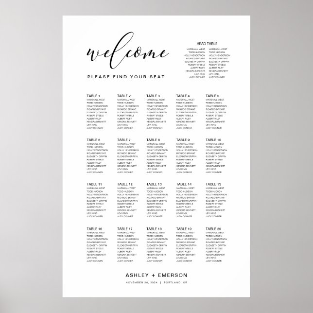 Poster Gráfico de Sentos de Script Moderno com Mesa (Frente)