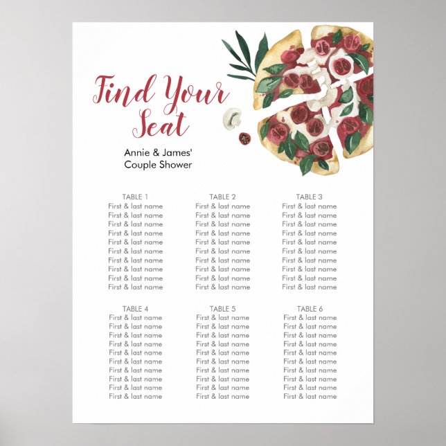 Poster Gráfico de Sentos do Partido da Pizza Italiana (Frente)