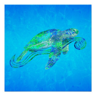 Pôster Gráfico de Tartaruga do Mar