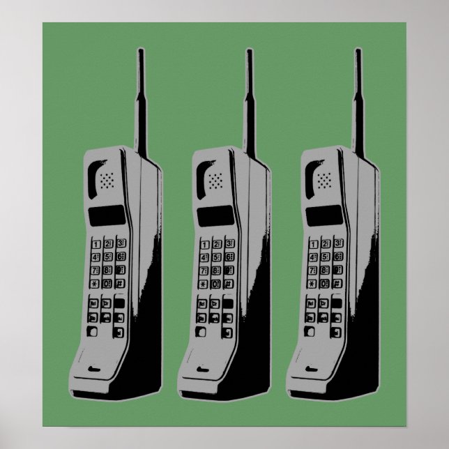 Poster Gráfico de Telefone Celular Retroativo (Frente)