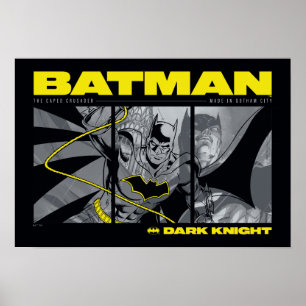 Poster Gráfico de tripla quadrícula Batman Comic