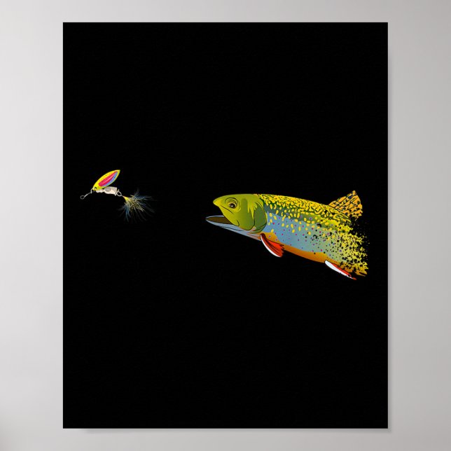 Poster Gráfico de Truta de Riacho de Pesca com Mosca para (Frente)