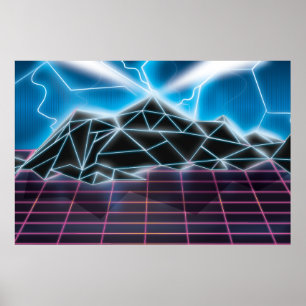 Poster gráfico de videogame retrô dos anos 80