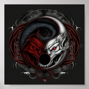 Poster Gráfico Demon Wolf Yin Yang
