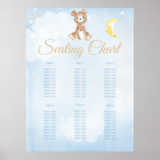 Poster Gráfico do assento do Chá de fraldas do Urso Azul