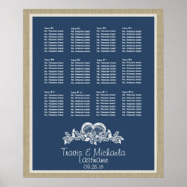 Poster Gráfico do assento do tema da praia de Seashell