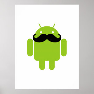 Poster Gráfico do bigode preto robô androide