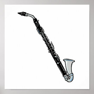 Poster Gráfico do clarinete baixo, apenas o clarinete