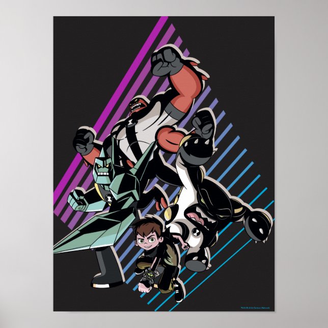 Poster Gráfico do Grupo de Alienígenas Retroativo Ben 10 (Frente)