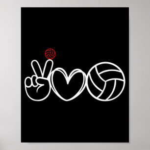 Poster Gráfico do jogador de voleibol do Peace Love