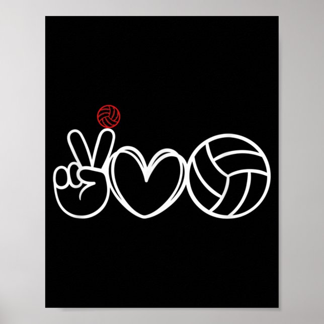 Poster Gráfico do jogador de voleibol do Peace Love (Frente)