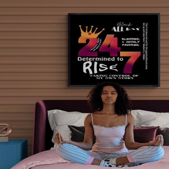 Pôster Gráfico do Slogan Preto 24/7 (Criador carregado)