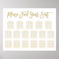 Gráfico Dourado 17 mesas com Mão Chic Lettered